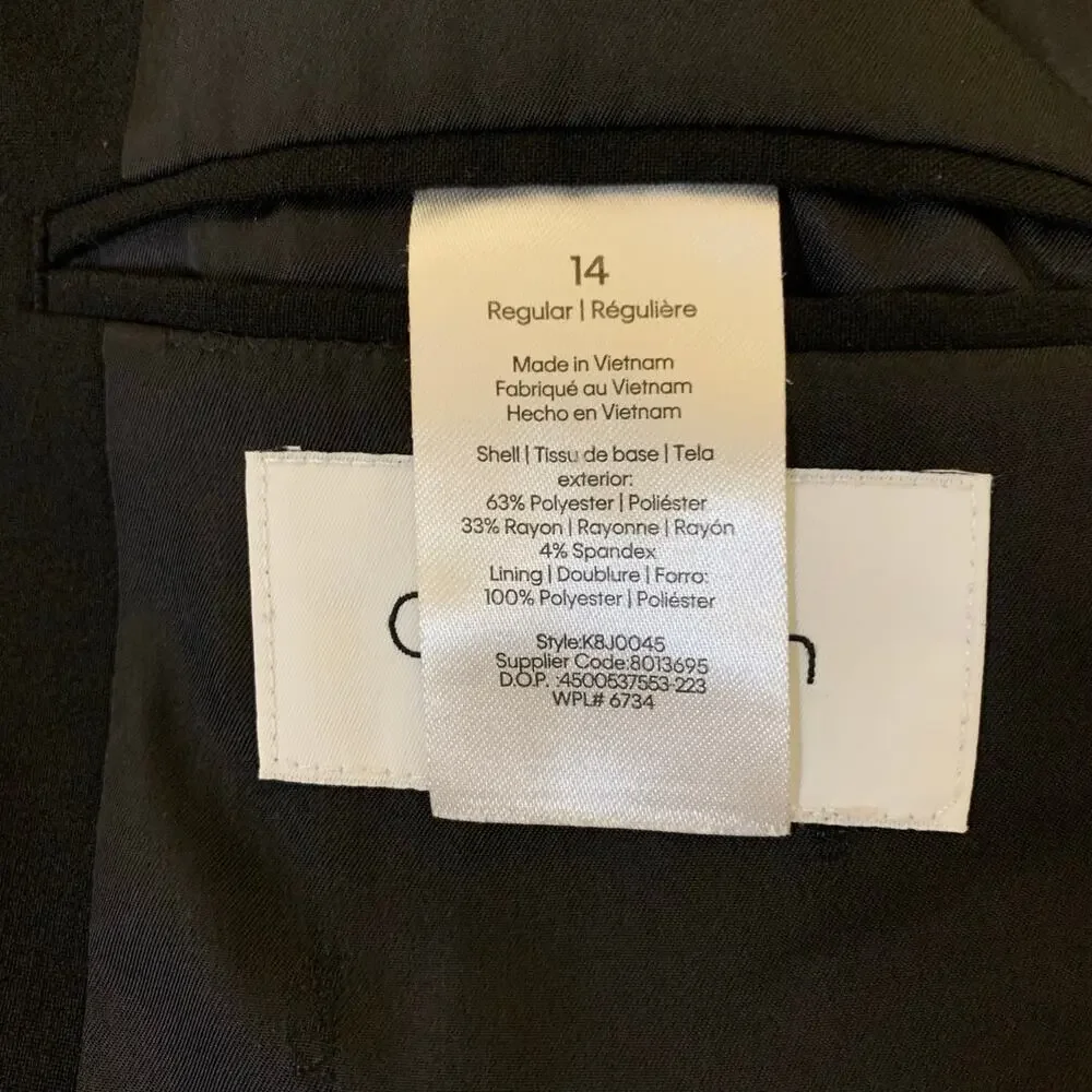 Calvin Klein Black Boy’s 14 Blazer Jacket Trim Fit